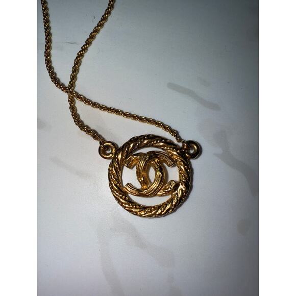 Chanel CC Logo Rope Pendant Necklace - Gold-Tone - Picture 2 of 6